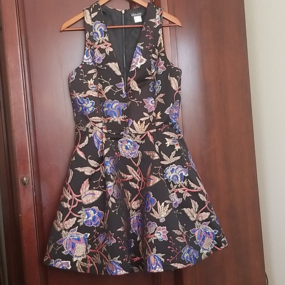 Venus V neck Flare Embroidered Dress Size 10